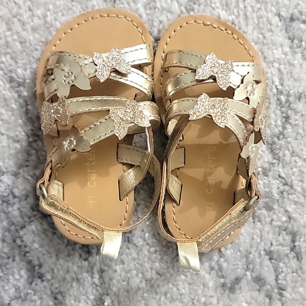 Carters toddler girl gold sparkle butterfly sandals. Size 4